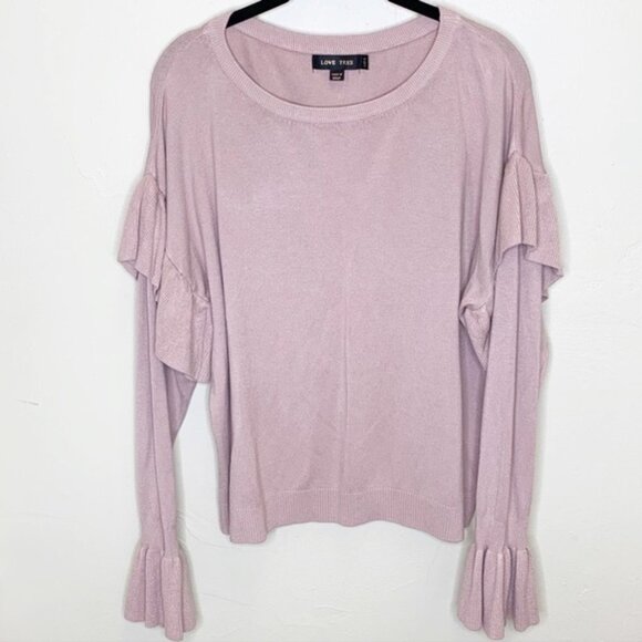 Love Tree Sweaters - Love Tree Pink Ruffle Sleeve‎ Pullover Sweater Barbie